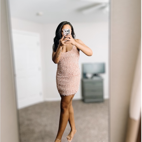 Dusty Pink Missguided fringe mine dress sz 8 - Picture 3 of 17